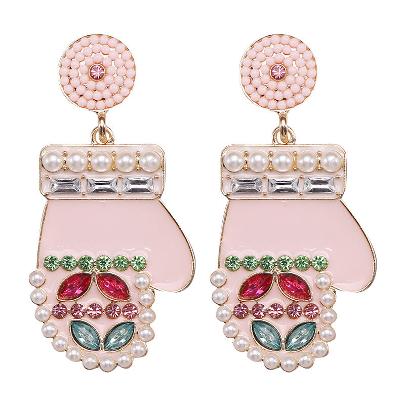 Wholesale Christmas Cartoon Faceless Doll Red Guard Diamond Earrings